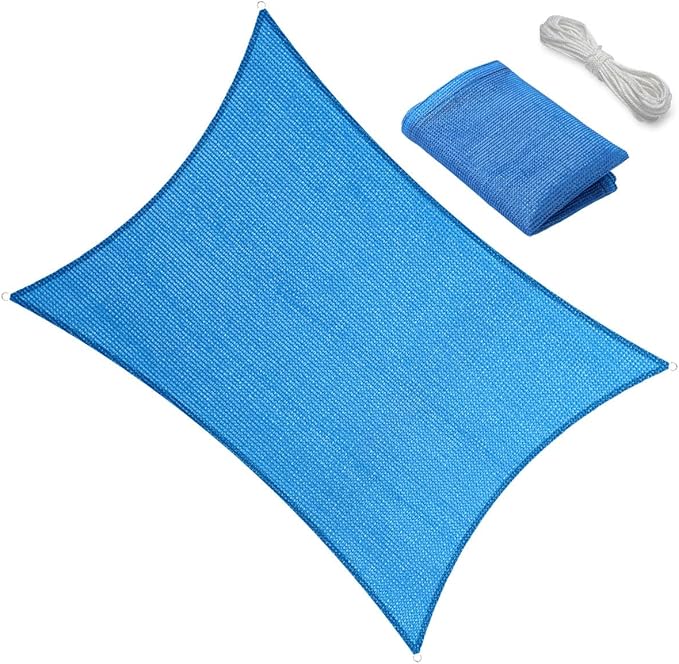 10' x 11' Sun Shade Sail Canopy Awning Permeable Fabric Pergola Cover, for Outdoor Patio Lawn Garden Backyard Carport, Blue