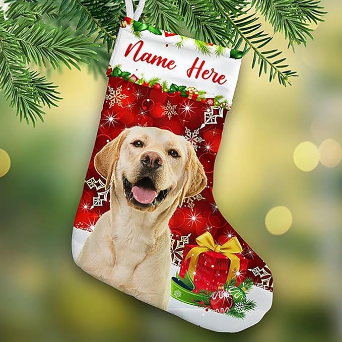 LOVELYPOD Christmas Stockings Personalized with Name, 19" Christmas Stocking Custom Photo Christmas Stocking 2023, Xmas Stocking Holiday Christmas Decoration Gifts for Family Kids