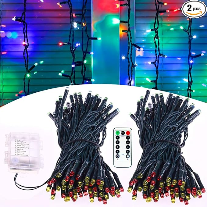 Color Christmas Tree Lights Indoor, 2 Pack 36ft 100LED String Light with Remote and Timer, Dimmable Led Christmas Decor lamp Outdoor, Twinkling Fairy Light as Xmas Tree Lights