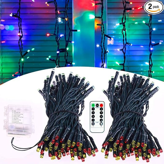 Color Christmas Tree Lights Indoor, 2 Pack 36ft 100LED String Light with Remote and Timer, Dimmable Led Christmas Decor lamp Outdoor, Twinkling Fairy Light as Xmas Tree Lights