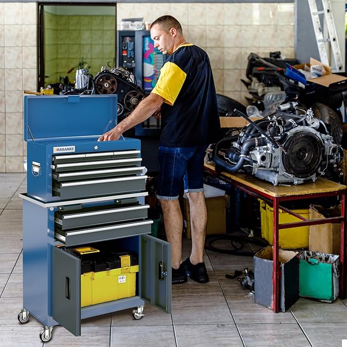 LARBANKE 8-Drawer Rolling Tool Chest,Tool Chest with 360¡Æ Brake Wheels and Padded Feet,Tool Cabinet with Locking System and Drawer Liners,Ideal Design for Garage and Workshop