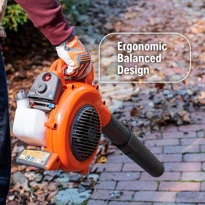 Husqvarna 125B Gas Leaf Blower, 28-cc 1.1-HP 2-Cycle Handheld Leaf Blower, 470-CFM, 170-MPH, 12.5-N Powerful Clearing Performance and Ergonomic Design, Gifts for dad