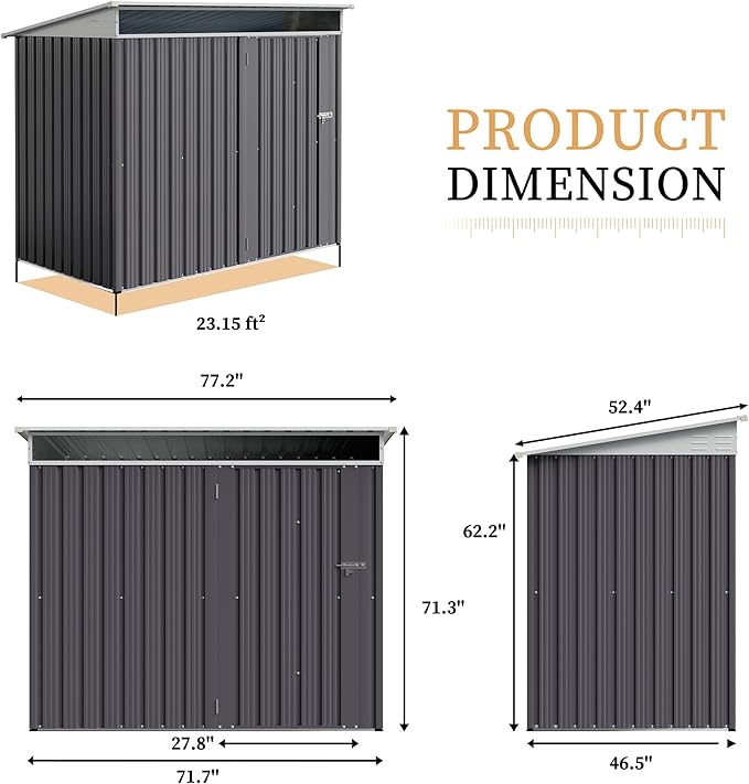Vongrasig 6x4 FT Outdoor Storage Shed, Metal Garden Shed Clearance with Window and Lockable Door, All-Weather Sloping Roof Tool Shed for Backyard, Patio, Dark Gray