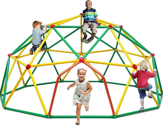 Zupapa 10FT Climbing Dome, Outdoor Wide Door Dome Climber for Kids Supporting 1000 lbs, Easy Assembly Playground Jungle Gym Backyard Play Equipment, Monkey Bars for Backyard