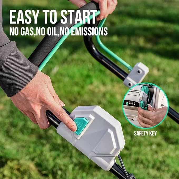 Litheli Cordless 17 Inch Electric Lawn Mower, 2 x 20V 4.0Ah Battery Powered Push Lawn Mowers with Brushless Motor, Battery & Charger Included
