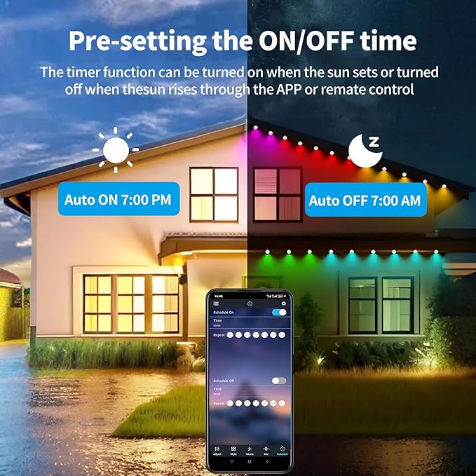 Vanesa 200ft Permanent Outdoor Lights, IP67 Waterproof with App & Remote Control, Outdoor Permanent Lights for House Fit for Christmas/Halloween/Party/Daily Decoration, House Roof