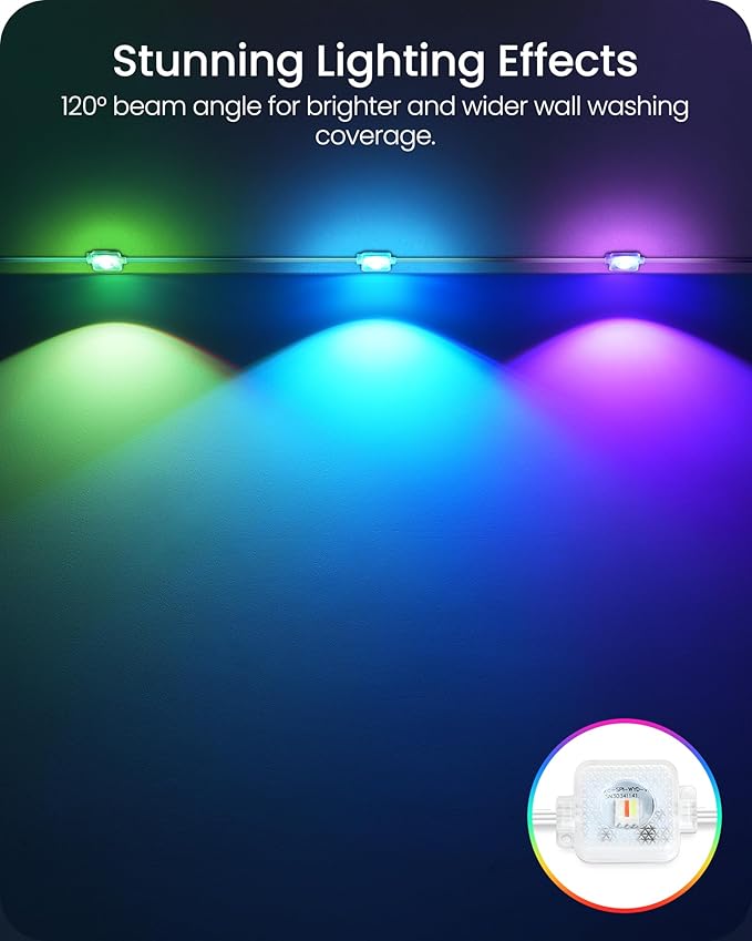 Permanent Outdoor Lights, 50 FT RGB & White Eaves Light with 30 LED Lights, App/Remote Control, IP65 Waterproof Christmas String Lights for Daily, Festival, Party, Holiday Decor W01EL05