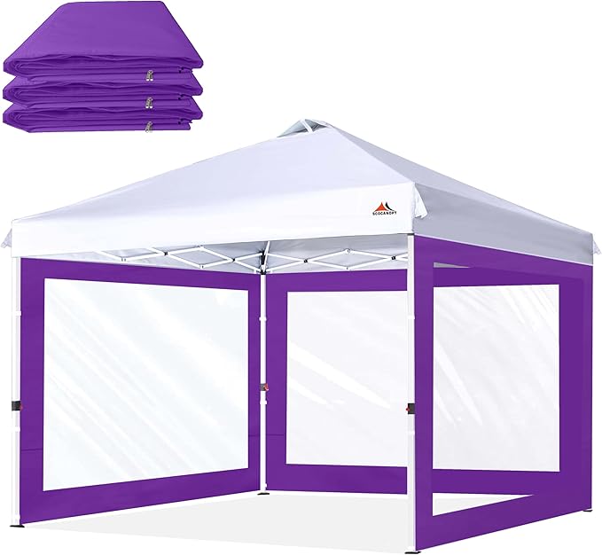 SCOCANOPY Clear Window Sidewall for 10x10 Canopy Frame, 3 Pack Sunwalls Only,(Purple)