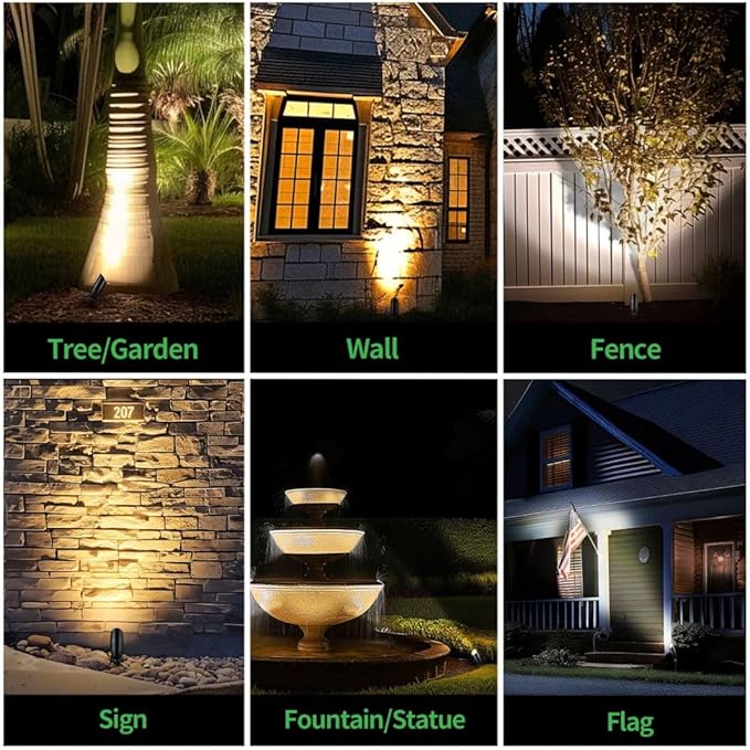 Black Outdoor Uplights, IP65 Modern Design LED Landscape Lighting, Low Voltage Aluminum Spot Light for Tree, Flag, Sign Without MR16 Bulb 10 Pack