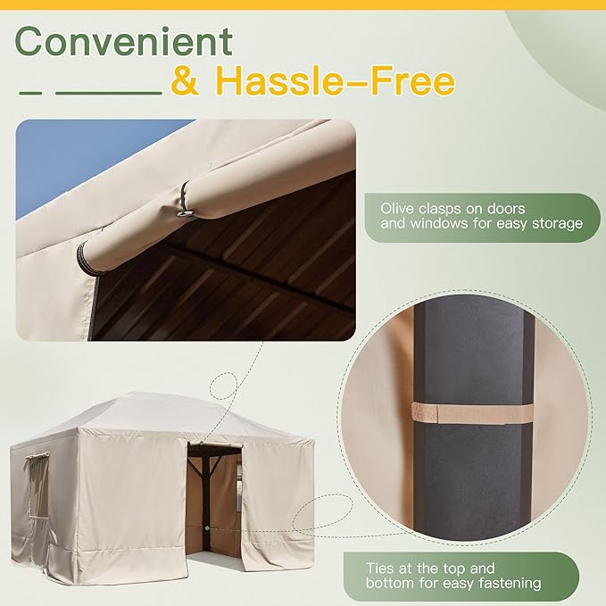 MELLCOM Winter Gazebo Cover for 12×14 Hardtop Gazebo, with Mesh Screens and Doors and Windows, Accessories for All Seasons
