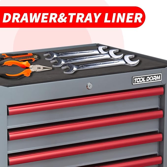 7-Drawer Rolling Tool Chest with Locking Wheels & Drawers, 18.11 D x 26.61 W x 38.3 H Mobile Tool Storage Cabinet, Heavy-Duty Garage Organizer with Ergonomic Handle