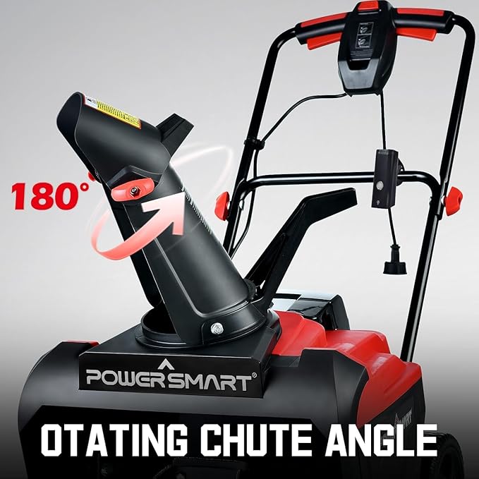PowerSmart 21" Electric Snow Blower,15 Amp Motor, 2100 RPM, 30 ft Throwing Distance, LED Light for Enhanced Visibility, Corded Design