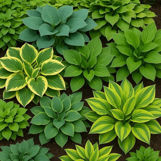 6 Mixed Color Hosta Plants for Growing - Growers Choice, Easy to Grow Hosta Rootstock (6 Plants)