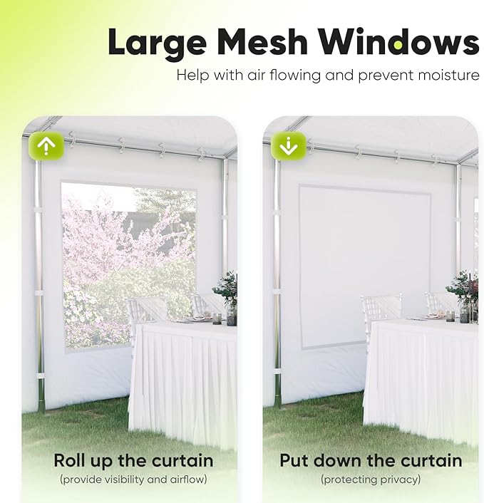 Quictent 20x20 Party Tent Heavy Duty Outdoor Canopy Tent Carport Wedding Event Shelter BBQ Wedding Tents for Parties with Storage Bags(Mesh)