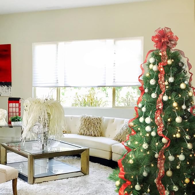 CT CRAFT LLC Red Snowflake Christmas Tree Topper Bow 11" with 4 Ribbon Streamers x 3 Yards Long Each for Holidy Elegant Fancy Home Décor Indoor