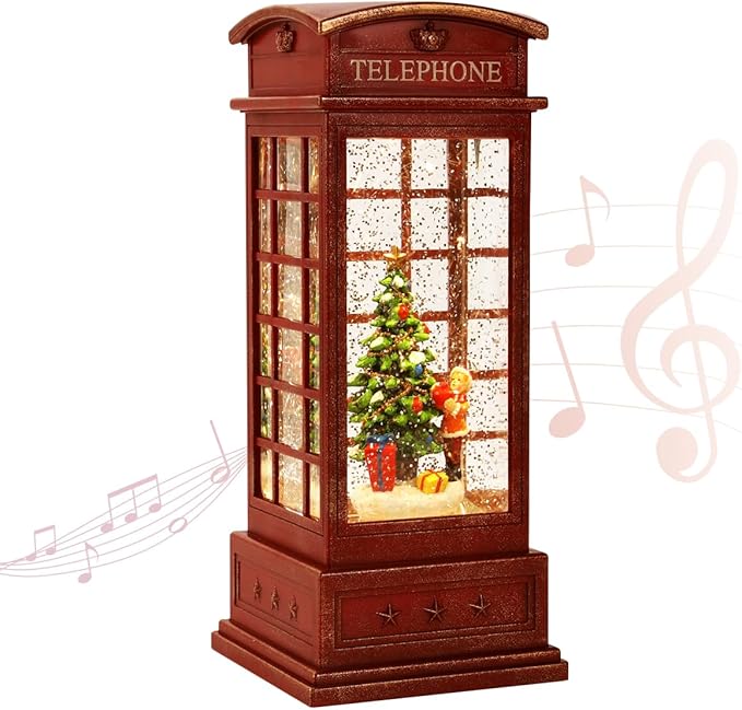 Christmas Snow Globe Lantern Christmas Decorations, Xmas Gifts Christma Vintage Home Decor Indoor,Sparkling with Music 6H Timer, Holiday Party Gifts (Snow Globe Tree)