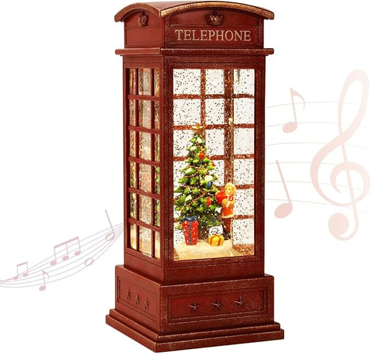 Christmas Snow Globe Lantern Christmas Decorations, Xmas Gifts Christma Vintage Home Decor Indoor,Sparkling with Music 6H Timer, Holiday Party Gifts (Snow Globe Tree)