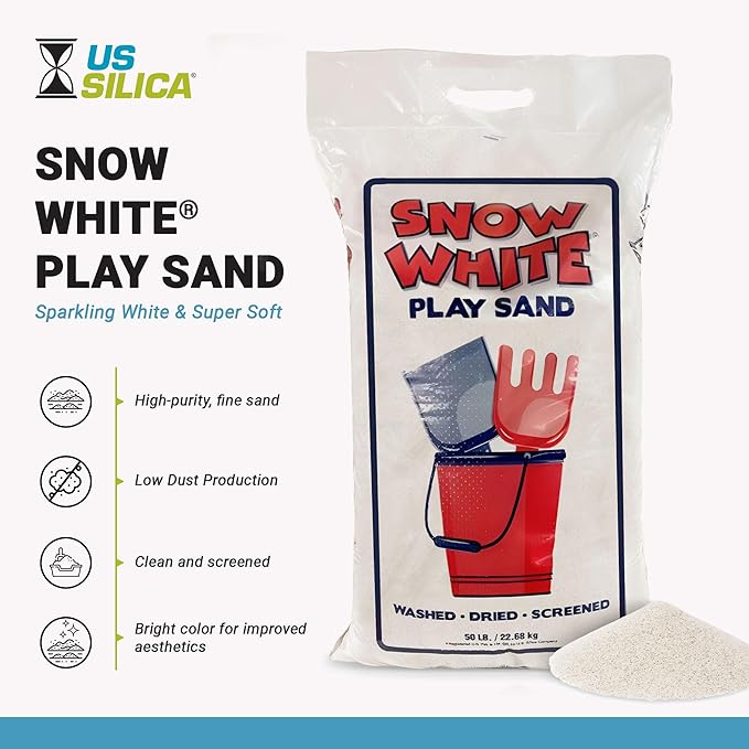 Large 50 Pound Play Sand, Finely Graded, Fully Washed and Easy to Use for Children's Art, Trays, and Sandbox, 4 Pack