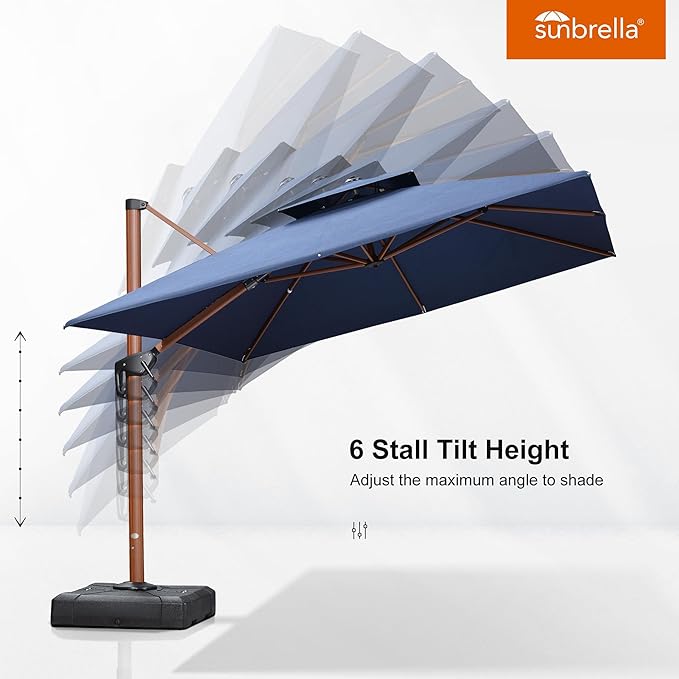 PURPLE LEAF Umbrella 9' X 12' Double Top Deluxe Rectangle Patio Umbrellas Offset Hanging Umbrellas Cantilever Umbrella, Spectrum Indigo