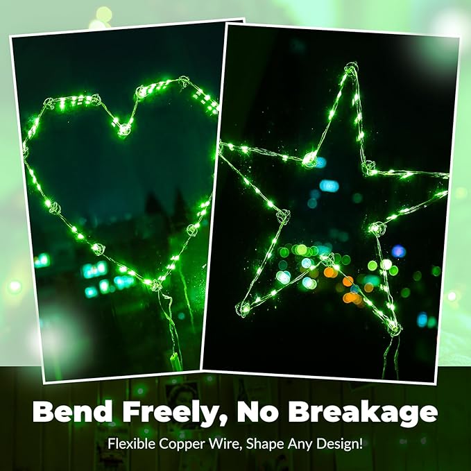 ZSJWL 30 Pack Green Fairy Lights Battery Operated, 7FT 20LED Mini Starry Light Mason Jar Lights for Indoor Outdoor Party Wedding Halloween Thanksgiving