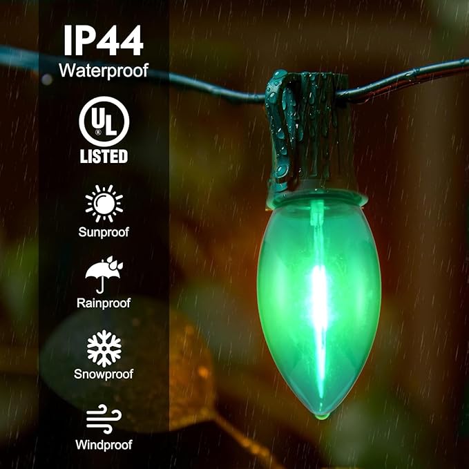 C9 LED Outdoor Christmas Lights,C9 String Lights with Quick Clips,for Xmas House Roof Gutter,Plug in & Connectable,50FT 50 Light,Multicolor