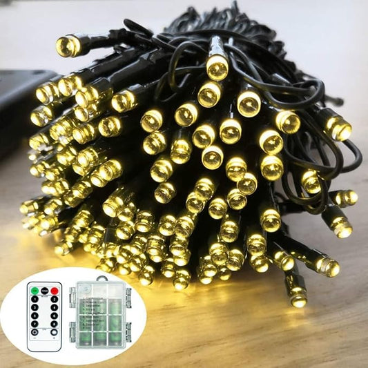 Battery Warm White String Lights, 72ft 200LEDs Mini Christmas Decor lamp with Remote and Timer, Dimmable and Waterproof, Twinkle Home Decoration Indoor