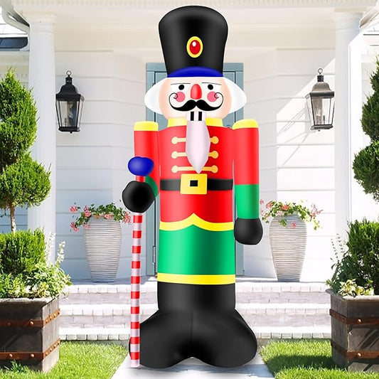 8FT Christmas Inflatables Outdoor Decorations,Inflatable Nutcracker Soldier Build-in LED Light-Christmas Blow Up Yard Decorations for Holiday Garden Lawn Yard Patio