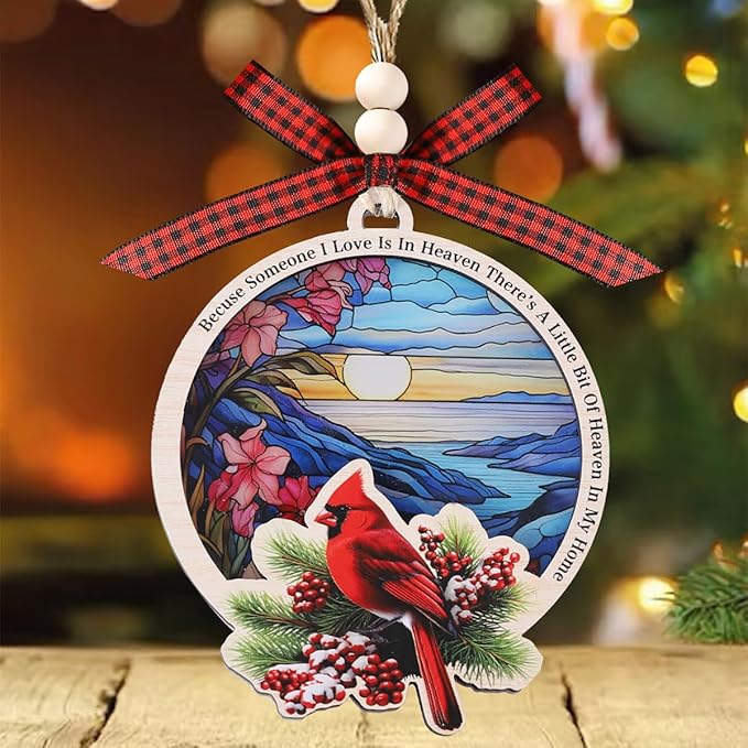 Tesuivra Cardinal Christmas Ornaments for Christmas Tree Decor - Red Cardinal Keepsake Decorative Hanging Ornament - Memorial Gifts for Loss of Loved One