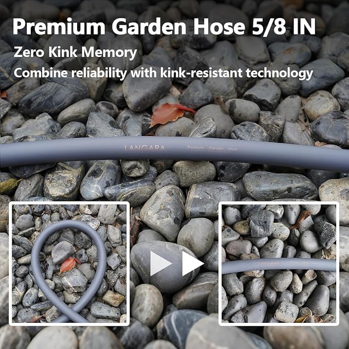Heavy Duty Premium Garden Hose 90ft x 5/8, 300PSI Working, 1000PSI Burst, Hybrid Rubber Water Hose with Transparent Swivel Handle - Hot/Cold Water - Five Layered Braiding with Brass fittings (Grey)
