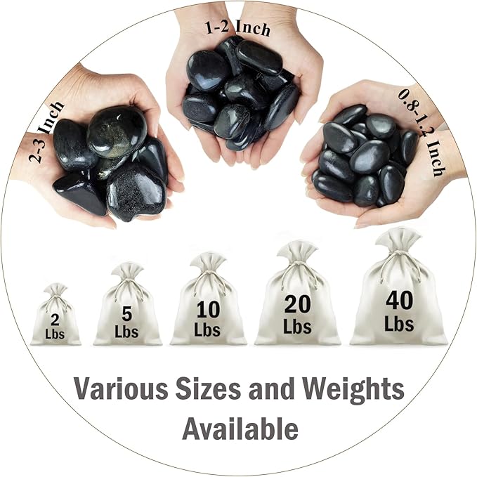 5 lbs Black River Rocks for Plants, 2-3 inch Large Pebbles for Plants Indoor. Decorative Stones for Planters Vase Fillers Aquarium Fish Tank and Outdoor Garden Landscaping