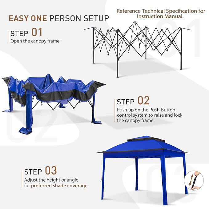 COOS BAY 11x11 Pop Up Gazebo with Mesh Netting, Instant Outdoor Canopy Tent, Water Resistant Shelter with UPF 50+ UV Protection, 121 Sq Ft Coverage, Blue