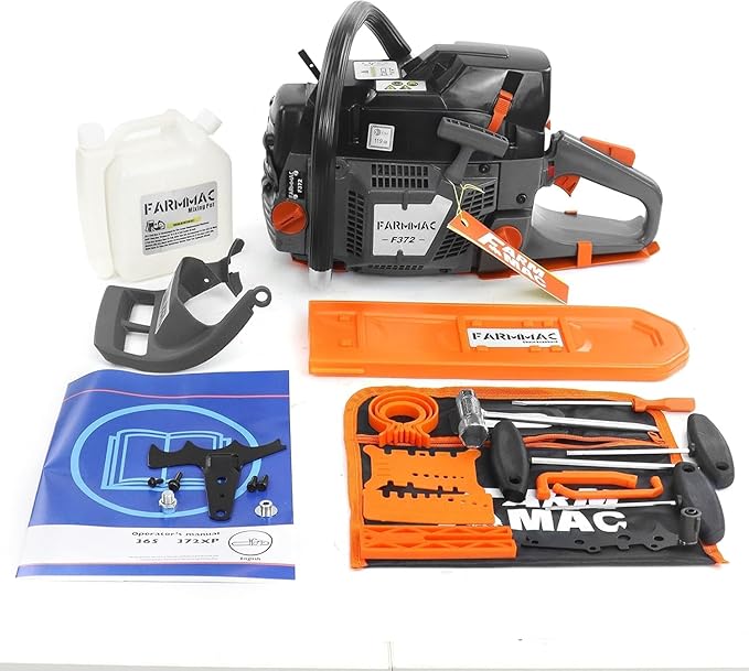 FARMMAC F372 Gas Chainsaw, 71cc 2-Cycle Gasoline Power Chain Saws, 4.1KW 5.5HP for Professional Logging Work, All Parts Compatible with Husqvarna 372X