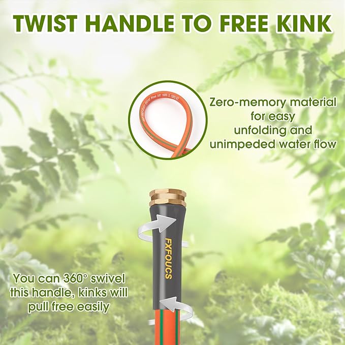 Heavy Duty Garden Hose ? 5/8 Inch Flexible, Lightweight Hybrid Hose with 600 PSI Burst Pressure, Swivel Handle, and Durable Copper Male/Female Fittings (Orange, 25FT)