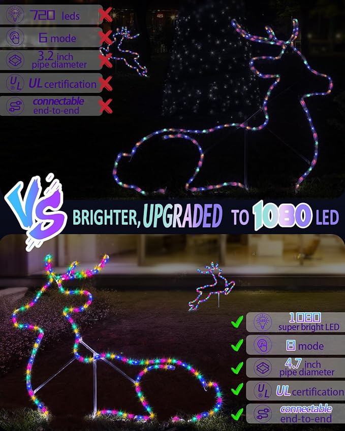 100ft 1080 LED Rope Lights Christmas Outdoor Waterproof, Flexible Connectable Tube Lights with 8 Modes, String Lights Decorative Lighting for Garden Patio Tree Bedroom Xmas Decor (Multicolor)