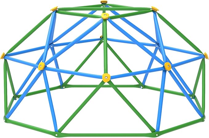 Gardenature 6FT Climbing Dome for Kids 3-8, Jungle Gym for Indoor and Outdoor, Geometric Dome Climber Supporting 440 Lbs Anti-Rust Metal Play Structure, Kids Gift Toys, ASTM Approved, Blue & Green