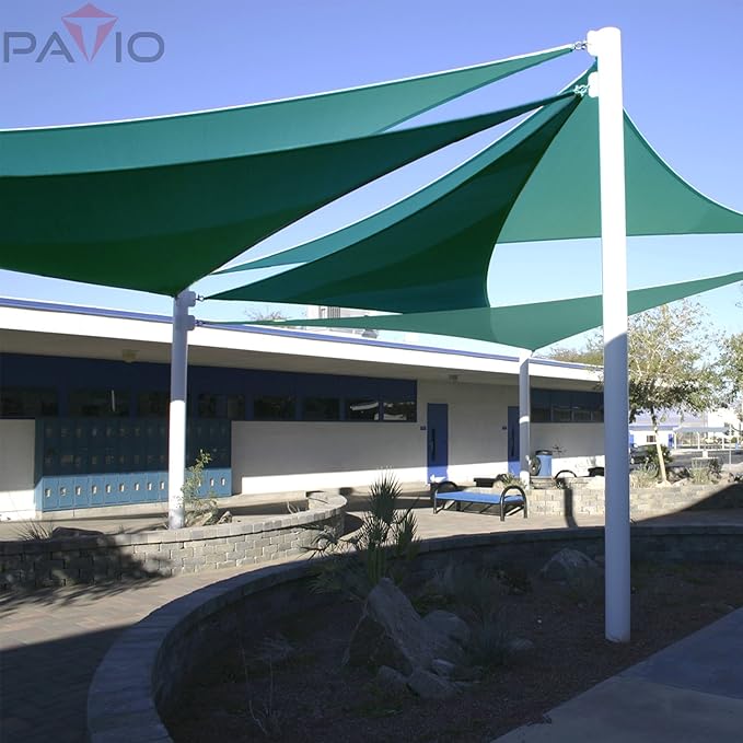 Patio Paradise 8' x 8' x 8' Sun Shade Sail Triangle Canopy Shade Cloth Fabric Sunlight Block Patio Pergola Cover HDPE Deck Awning for Outdoor Backyard Roof Shading, Turquoise