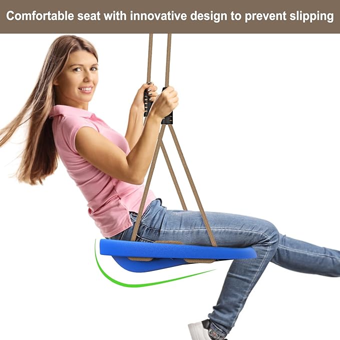 SELEWARE Heavy Duty Swing Seat for Adults Kids Tree Swing with Weather Proof Ropes Swing Set Accessories for Backyard Patio Garden Playground, Height Adjustable Blue of 2