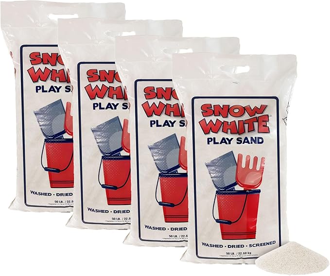 Large 50 Pound Play Sand, Finely Graded, Fully Washed and Easy to Use for Children's Art, Trays, and Sandbox, 4 Pack