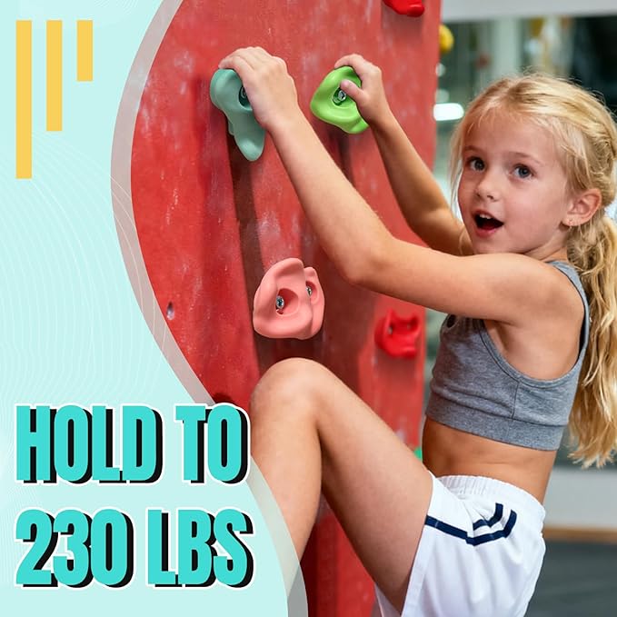 15 PCS Large Rock Climbing Holds for Kids, Climbing Rock Wall Grips, Adult Rock Wall Climbing Kit, Extra Large Climbing Holds for Play Set with Hardware for Indoor and Outdoor (Pastel Color