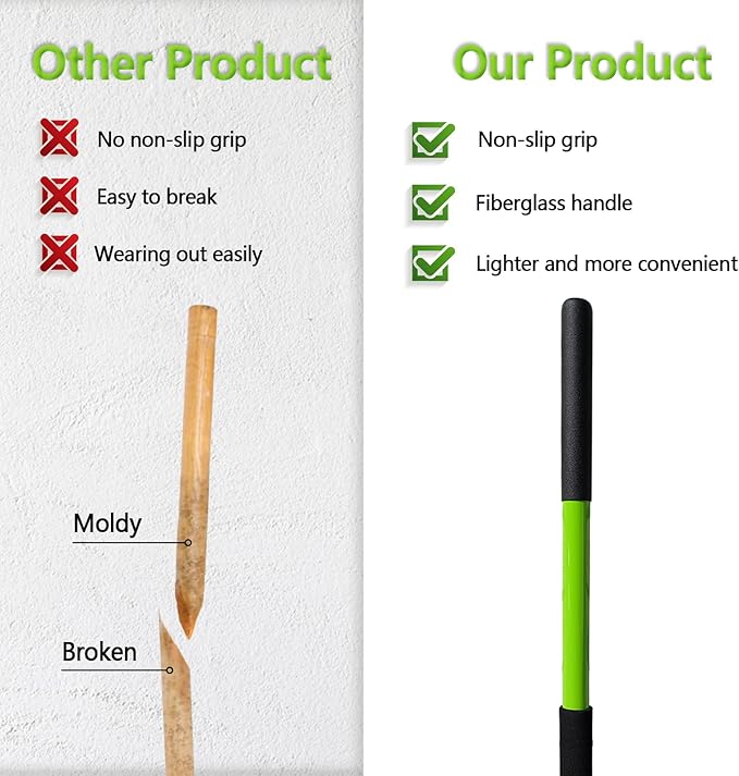 Pitch Fork-57 Inch£¬5-Tine Steel Garden Fork Heavy Duty, Mulch with Cushion Grip, Green Fiberglass Handle