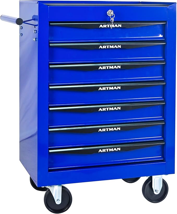 RYH 7 Drawers Rolling Tool Chest - 13 D x 20.9 W x 30.5 H Heavy Duty Mobile Tool Cart with Locking Wheels & Ball Bearing Drawers, Garage Tool Storage Cabinet (Blue, 7 Drawers)