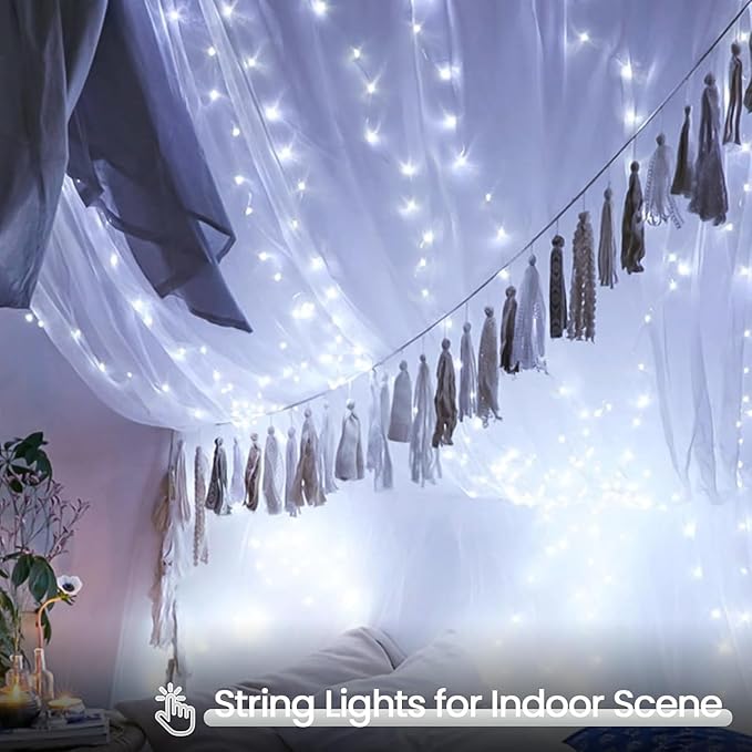 4 Pack Christmas String Lights Battery Operated with Timer, 132FT 400 LED Waterproof Twinkle Lights, 8 Modes Fairy Light for Indoor and Outdoor Bedroom Garland Tree Christmas Decorations (Cool White)