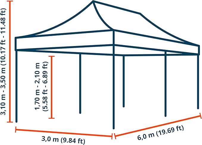TOOLPORT 10x20 ft PES 800 Pop up canopy PROFESSIONAL Aluminium 1.6 in., White