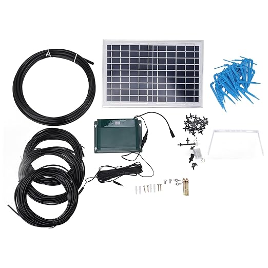 Solar Automatic Drip Irrigation Kit, 10W Solar Powered Watering System for Balcony Garden - Easy DIY Setup, Battery Protection, Precise Water Control