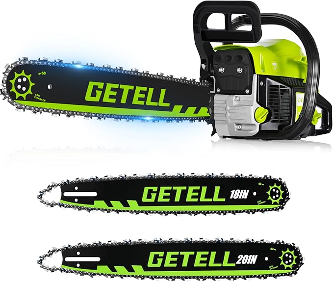 58cc Gas Chainsaw 20 Inch & 18 Inch Bar – 3.6 HP Gas Powered Chainsaw with Easy-Start, Pro Anti-Vibration for Farm, Ranch, and Ranch & Heavy-Duty Work (G338 PRO)