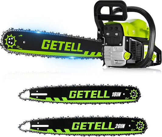 58cc Gas Chainsaw 20 Inch & 18 Inch Bar – 3.6 HP Gas Powered Chainsaw with Easy-Start, Pro Anti-Vibration for Farm, Ranch, and Ranch & Heavy-Duty Work (G338 PRO)