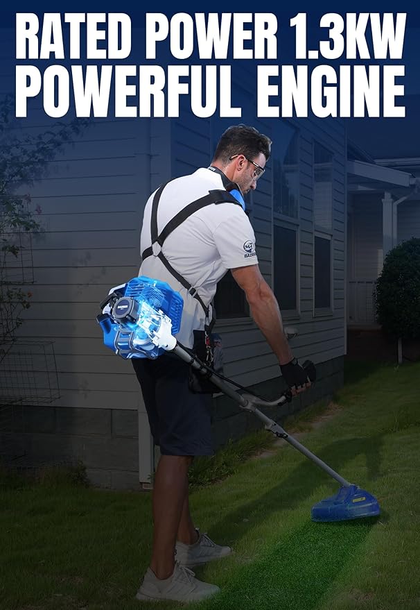 WILD BADGER POWER 52cc Weed Wacker Gas Powered, 3 in 1 String Trimmer/Edger 18¡¯¡¯ with 10¡¯¡¯ Brush Cutter,Rubber Handle & Shoulder Strap Included