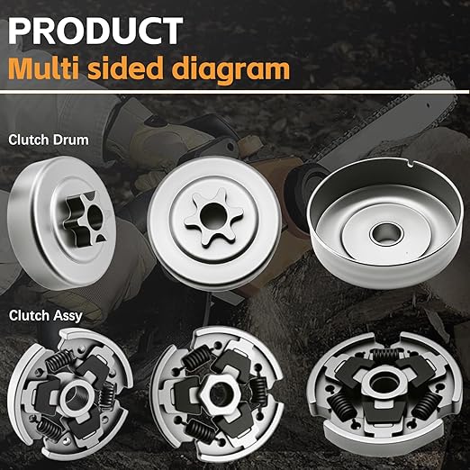 3/8" 6T Sprocket Clutch Drum Bearing Chainsaw Parts Kit 7 Pcs for Stihl MS171 MS181 MS171C MS181C MS211 MS211C, for Stihl OEM Parts Clutch Cover Chainsaws Replacement Part for Stihl 1139 160 2000