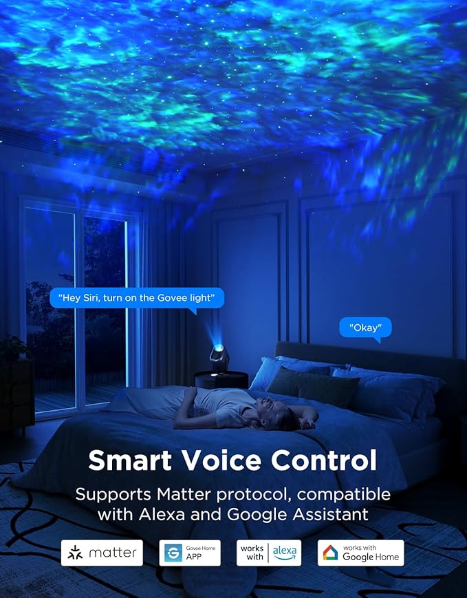 Govee Star Projector Lights, 7-Zone Colorful Nebula Effect, Work with Matter, 540ft² Coverage, LED Ceiling Lights for Bedroom, 50+ Scenes, 18 White Noise, Room Decor, Gifts for Kids, Sleep Lamp