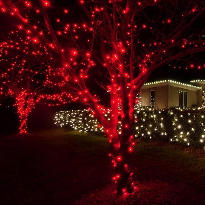 Uptotop Christmas 100 Count String Light, 20FT Plug in Waterproof String Light Decorations for Party Carnival Supplies, Outdoor Yard Garden Decor (RED)